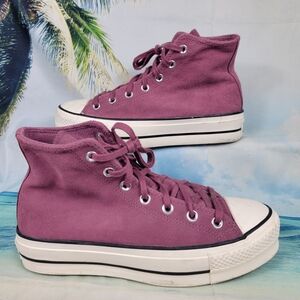 Converse All Star Platform High Tops Suede Fleece Womens 9